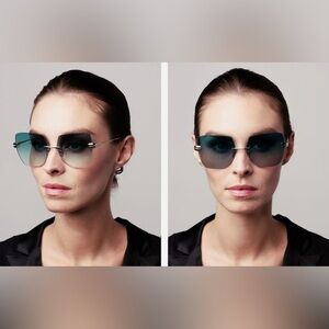 DITA EMBRA DTS155-A-03 Silver Gold Dark Gradient Lens Rimless Sunglasses- New